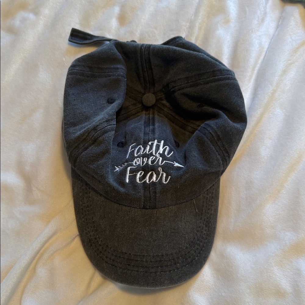 Black Cap with Embroidered Text
